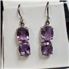Image 2 : RHODIUM PLATED ST.SILVER AMETHYST(8CT) EARRINGS