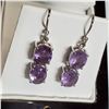 Image 3 : RHODIUM PLATED ST.SILVER AMETHYST(8CT) EARRINGS