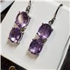 Image 4 : RHODIUM PLATED ST.SILVER AMETHYST(8CT) EARRINGS