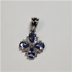 RHODIUM PLATED ST.SILVER TANZANITE(1.6CT)