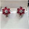 Image 1 : RHODIUM PLATED ST.SILVER RUBY(3CT) EARRINGS