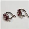 Image 2 : RHODIUM PLATED ST.SILVER RUBY(3CT) EARRINGS