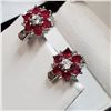 Image 3 : RHODIUM PLATED ST.SILVER RUBY(3CT) EARRINGS