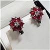 Image 4 : RHODIUM PLATED ST.SILVER RUBY(3CT) EARRINGS