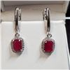 Image 1 : RHODIUM PLATED ST.SILVER RUBY(2CT)  EARRINGS