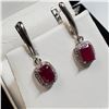 Image 3 : RHODIUM PLATED ST.SILVER RUBY(2CT)  EARRINGS