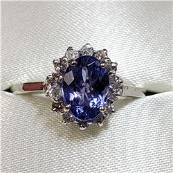 10K WHITE GOLD TANZANITE(1.22CT) DIAMOND