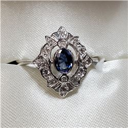 14K WHITE GOLD SAPPHIRE(0.33CT) DIAMOND(0.14CT)