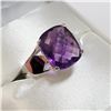 Image 3 : RHODIUM PLATED ST.SILVER AMETHYST(6CT) RING