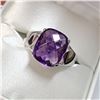 Image 4 : RHODIUM PLATED ST.SILVER AMETHYST(6CT) RING