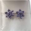 Image 1 : RHODIUM PLATED ST.SILVER TANZANITE(2CT) EARRINGS
