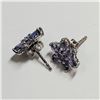 Image 2 : RHODIUM PLATED ST.SILVER TANZANITE(2CT) EARRINGS