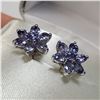 Image 4 : RHODIUM PLATED ST.SILVER TANZANITE(2CT) EARRINGS