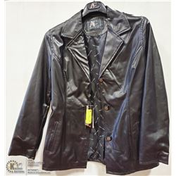MEN'S FAUX LEATHER BUTTON UP JACKET
