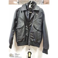 MEN'S BLACK LEATHER BOMBER JACKET