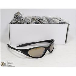 BOX OF METALLIC BLACK OAKLEY STYLE SUNGLASSES