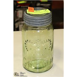 ANTIQUE CROWN AMBER CANNING JAR