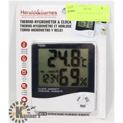 NEW THERMO- HYGROMETER & CLOCK