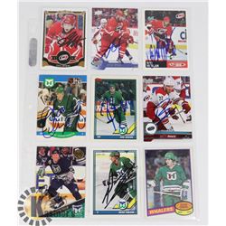 9 AUTOGRAPHED HURRICANES & WHALERS HOCKEY CARDS