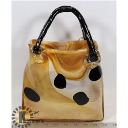 LARGE ART GLASS SPOTTED PURSE