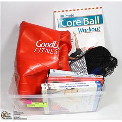 FITNESS BALL 65CM WITH PUMP, DVDS & BOOK