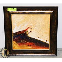 WOOD FRAMED ABSTRACT PICTURE (17"X17") -