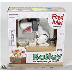 BAILEY MONEY EATING ACTION DOG BANK