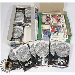 BOX OF LOOSE HOCKEY CARDS AND SEALED PACKS