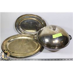 VINTAGE HOTEL WARE SILVER PLATED PLATTERS BOWL