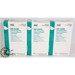 THREE BOXES OF 120 LENS CLEANING WIPES