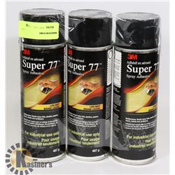 3 CANS OF 3M SUPER 77 SPRAY ADHESIVE