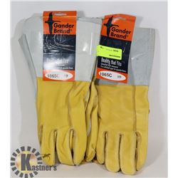 TWO PAIRS OF GANDER BRAND LEATHER LONG CUFF GLOVES