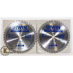 TWO IRWIN 7-1/4" CIRCULAR SAW BLADES