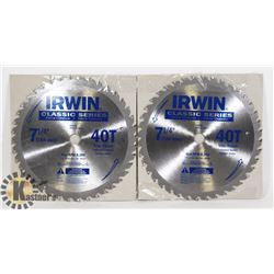 TWO IRWIN 7-1/4" CIRCULAR SAW BLADES