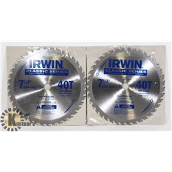TWO IRWIN 7-1/4" CIRCULAR SAW BLADES