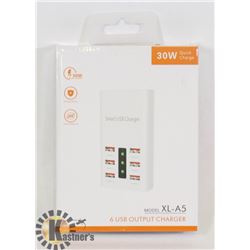30W QUICK CHARGE 6 USB OUTPUT CHARGER- NEW IN