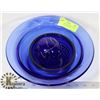 Image 1 : DECORATIVE LARGE BLUE GLASS BOWL, SMALL BOWL &
