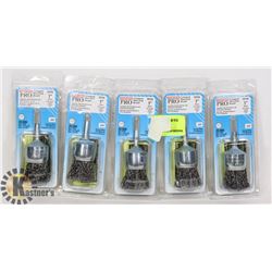 LOT OF 5 OSBORN PRO 1" CRIMPED WIRE END BRUSHES