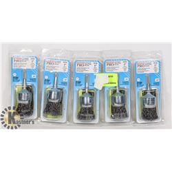 LOT OF 5 OSBORN PRO 1" CRIMPED WIRE END BRUSHES