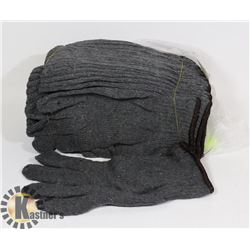 12 PAIRS OF GREY FABRIC WORK GLOVES