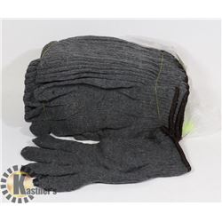 12 PAIRS OF GREY FABRIC WORK GLOVES