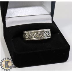 .925 STAMPED SILVER MENS BAND RING -