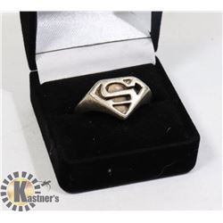 .925 STAMPED SILVER SUPERMAN RING -