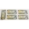 Image 1 : LOT OF 5 CANADIAN 1973 ONE DOLLAR BANK NOTES