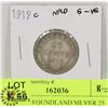 Image 1 : 1919 NEWFOUNDLAND SILVER 25 CENT COIN