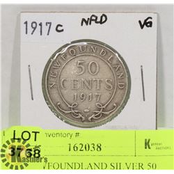 1917 NEWFOUNDLAND SILVER 50 CENT COIN