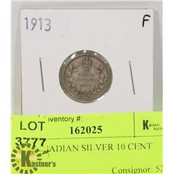 1913 CANADIAN SILVER 10 CENT COIN