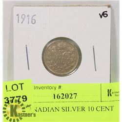 1916 CANADIAN SILVER 10 CENT COIN
