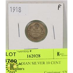 1918 CANADIAN SILVER 10 CENT COIN