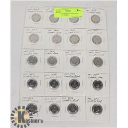 LOT OF 20 UNCIRCULATED 2016 CANADIAN DIMES